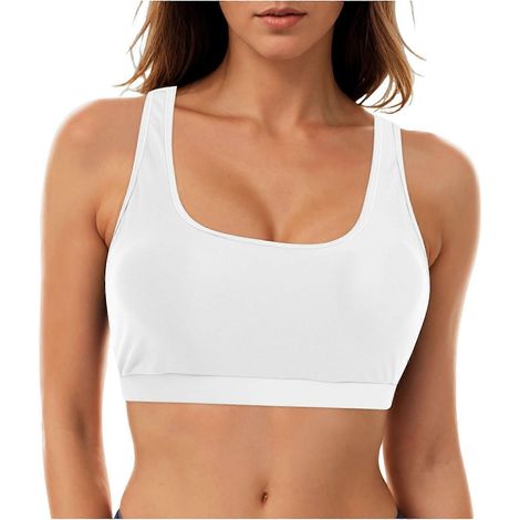 Sport-BH für Damen, Bikini-Oberteil mit Rundhalsausschnitt, gepolsterter Badeanzug, Crop-Top, Yoga-BH, Workout-Crop-Top (1/5)