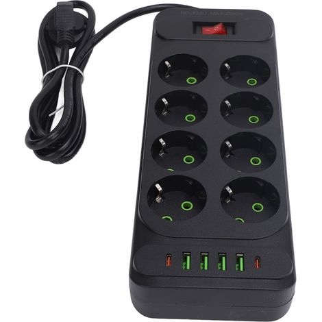 GARRYFIZH Multiprise 8 Prises EU avec USB-C Montage Bureau/Mur Interrupteur Câble 2m