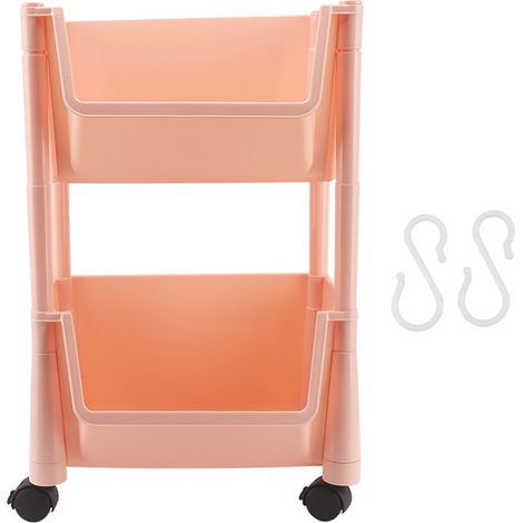 Chariot de rangement mobile compact 2 étages avec roues verrouillables, grande capacité, étagère roulante pratique pour livres et fournitures. (1/5)