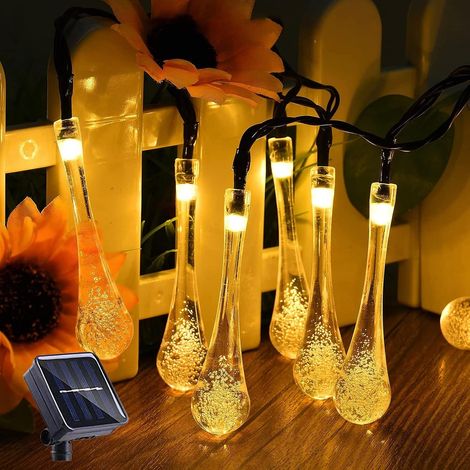 Guirnalda de luces solares para exteriores, impermeable, ideal para el jardín y fiestas navideñas (blanco cálido), 5 m, 20 LED. (1/5)