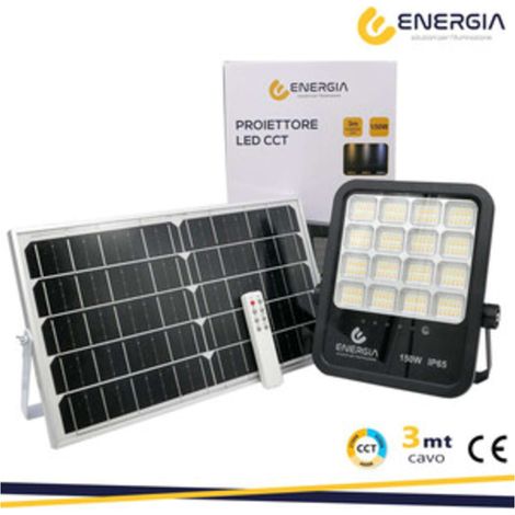 FARO CON PANNELLO SOLARE 150W 1600LM CCT TELECOM.