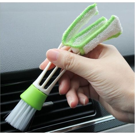 Fournitures de voiture brosse de climatiseur à double tête brosse de sortie d'air balai tableau de bord intérieur nettoyage brosse d'ange de cheveux doux (1/5)