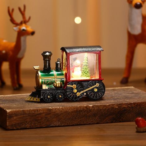 Train Lumineux - Décoration Fenêtre Noël - Veilleuse Activée à l'Eau - Ornements Festifs en PVC - 13 x 5 x 8,8 cm - 100 ml - 1 Pièce (1/4)