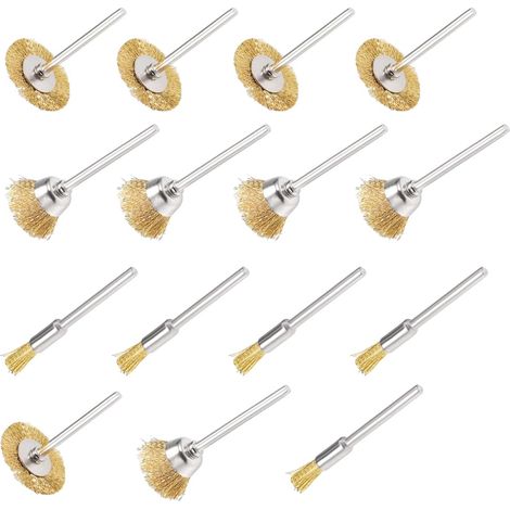 Brosse Metallique pour Perceuse, 15 Pièces, pour Perceuse Meuleuse Outils Rotatifs, Brosse Laiton et Brosse Acier, pour le Nettoyage, l'élimination de la Rouille/Corrosion/Peinture (1/5)