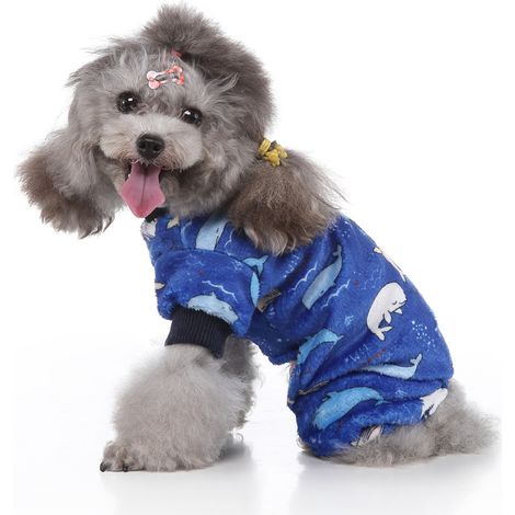 2 pyjamas pour chien, vêtements d'hiver en flanelle, taille S/M, ouverture dos et entrejambe, usage quotidien et festif (1/5)