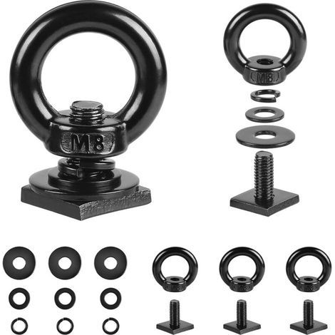 4 Pièces Écrou à Anneau M8 pour Galerie de Toit, Boulons Carrés M820mm, Ancrages de Fixation pour Rainure en T, Boulons à Anneau en Acier Inoxydable, Vis à Œillet, Cordes, Rails de Guidage (1/5)
