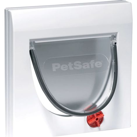 Petsafe – Porte pour chat et petit chien 4 positions – Taille découpe 169mm x 169mm – Dimensions 224mm x 224mm – Couleur blanche (1/3)