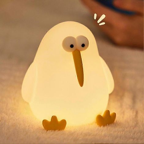 Lampe oiseau kiwi souple, rechargeable et à intensité variable, en silicone, veilleuse animalière amusante pour chambre d'enfant. (1/4)