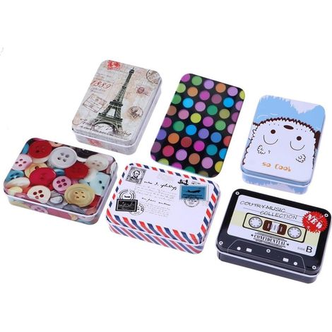 de 6 boîtes de rangement rectangulaires en fer style dessin (1/5)