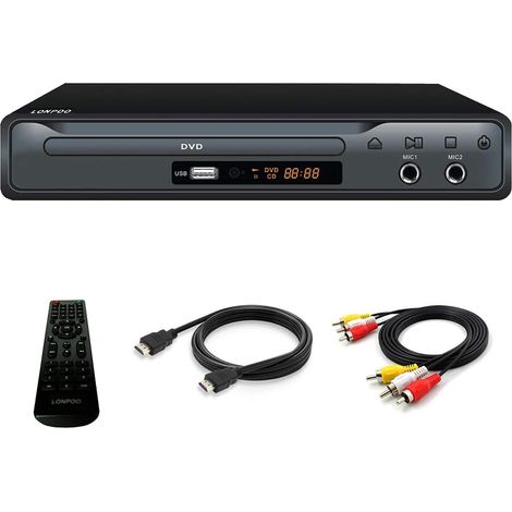 Lecteur DVD Peritel pour Télévision, Lecteur CD avec Sortie HDMI et AV (Câble HDMI et AV Inclus), Port Peritel, Port Mic, Entrée USB (1/5)