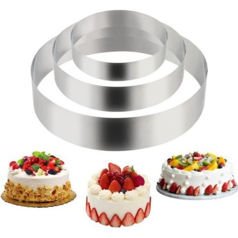 Cercle À Patisserie - Acier Inoxydable Alimentaire - Diamètre 10 15 20 Cm - Hauteur 4,5 Cm - Lot De 3