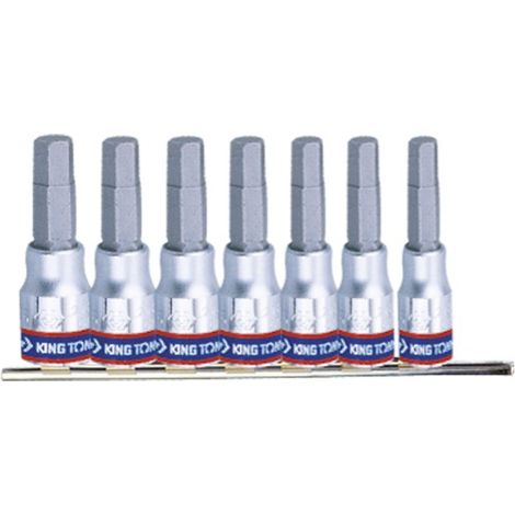 Clé à douille 1/4" – Lot de 7 pièces – Embouts hexagonaux H3-H10 – Pour espaces confinés et travaux de précision – King Tony