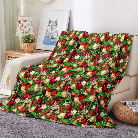 Plaid Couverture Polaire Flanelle, 3D Imprimé Noël Couverture Lit 1/2 Personnes Chaudes Douce Microfibre Légères Couvertures (Sapin de Noël,130x150cm) (1/3)