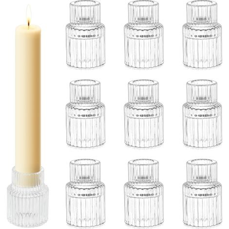 10 Pièces Bougeoirs en Verre, Bougeoirs pour Bougies de Bar, Bougeoirs Transparents, Bougeoirs en Verre pour Anniversaires, Décoration de Maison, Décoration de Table, Noël, Décoration Vintage (1/5)
