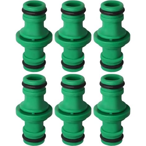 6 conectores dobles para manguera, conectores macho dobles de plástico para unir tubos de manguera de jardín (verde) (1/5)