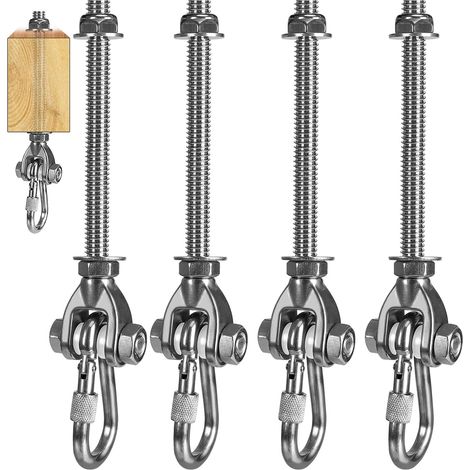 Lot de 4 mousquetons pour suspension sans effort à 180 °, fixation pour hamac en acier inoxydable, poutres en bois M10, plafond en béton, fauteuil suspendu, charge maximale de 227 kg, pour aire (1/5)