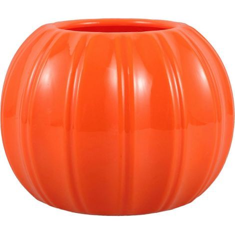 Kunststoffvase, kunstvolle, kürbisförmige Vase, Blumenarrangementhalter – 14,00 x 14,00 x 11,00 cm – Orange (1/4)