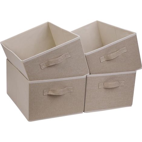 Lot de 4 Boîte Rangement Tissu Pliable Avec Poignée Pour Vêtements Jouets Livres Étagère (1/5)