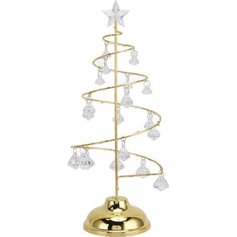 LED-Tischleuchte in Weihnachtsbaumform mit Kristalloptik, geeignet für Schlafzimmer, Badezimmer und Treppenhaus, Warmgold (1/5)