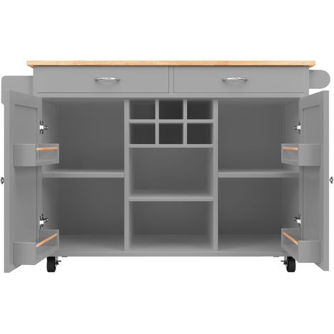 Isla de cocina con ruedas 102 x 45 x 92 cm gris MDF y metal HOMVRA (1/5)