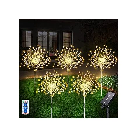 2er-Set Solar-Gartenleuchten – 120 warmweiße LEDs, wasserdichtes Feuerwerksdesign für den Außenbereich, sternenklare Landschaftsbeleuchtung für den Rasen (1/4)
