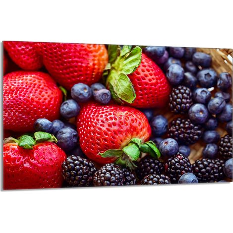 Glas-Herdplattenschutz 80x52 Erdbeeren