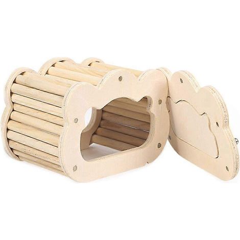 Abri pour petits animaux, cage en bois, habitat pour animaux de compagnie, cachettes, maison d'angle (1/4)