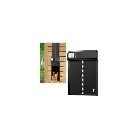 Porte automatique pour poulailler – Étanche IPX3 – Alliage ABS et aluminium – Ouverture/fermeture avec capteur de lumière – Installation rapide