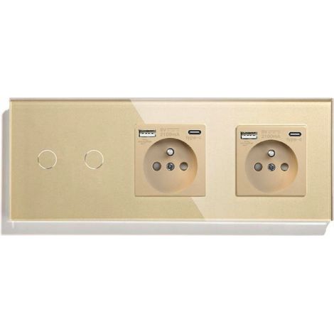 INTERRUTTORE DOPPIO TOUCH 2K + 2x PRESA USB-C INTERRUTTORE IN VETRO (1/5)