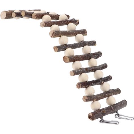 Échelle en bois flexible pour hamster, jouet à mâcher avec perles pour petits animaux de compagnie (1/5)