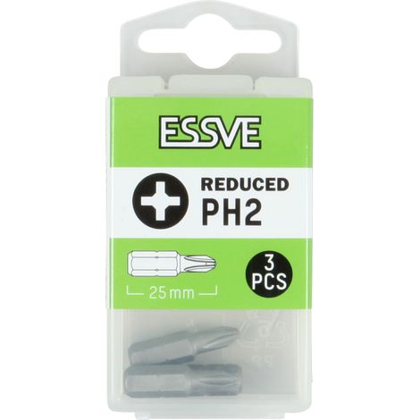 Inserti ESSVE PH2 con attacco ridotto da 1/4” 25 mm, 3 pezzi (1/2)