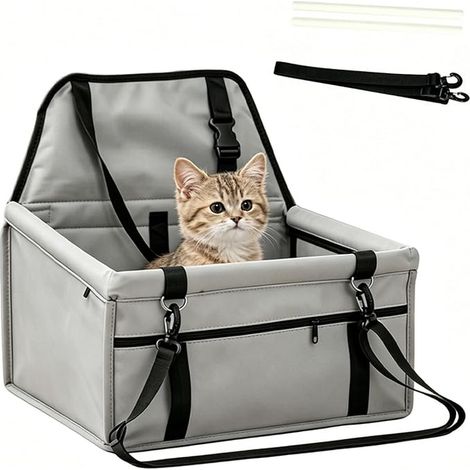 Siege Auto Chien, Panier Chien Voiture Moyen 40  32  21cm, Panier Voiture Chien Chiens Chats, Siege Voiture Chien Réglable, Gris (1/5)