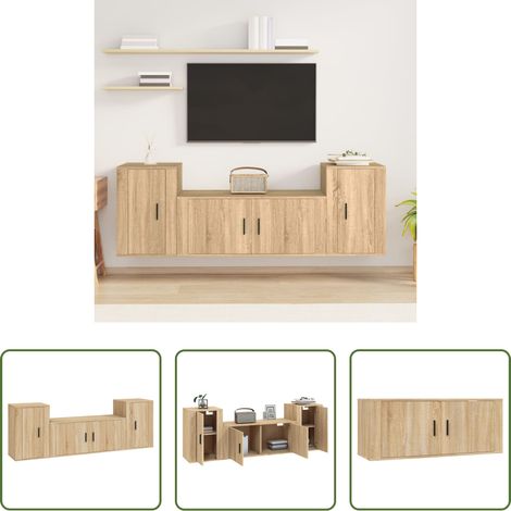 TV-Schrank Set - 3-tlg. TV-Schrank-Set Sonoma-Eiche Holzwerkstoff (1/5)