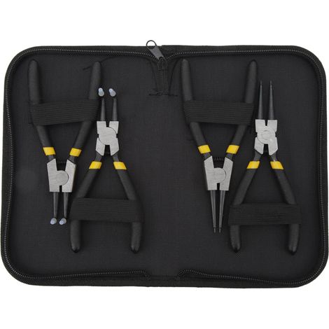 Pince à circlips 4 pièces, acier à anneau avec manche gainé plastique, anti-oxydation, outil manuel (noir, double section 6 pouces) (1/5)