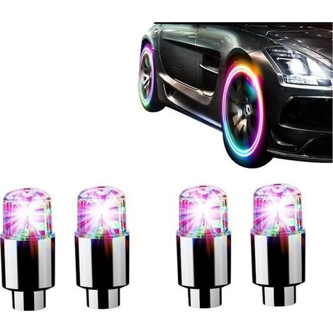 4 bouchons de valve LED universels, étanches, avec induction automatique, pour voiture et moto, usage quotidien (1/4)