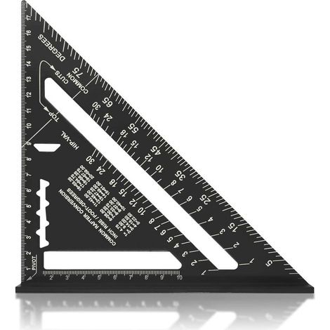 Équerre triangulaire 7 pouces en aluminium – Résistante à la corrosion – Finition noire mate – Pour mesures précises et angles 45/90° (1/5)