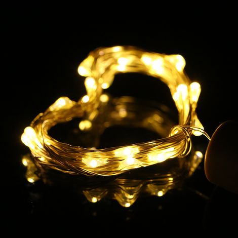 4,5 V, 1,2 W, 1,5 m, 15 LEDs, Lichterkette aus Kupferdraht, warmweiß, flexibel, faltbar, mit Flaschenverschluss, Stimmungslicht, IP65 wasserdicht, ideal für Weihnachten, Feiertage, Feste, DIY-Dekorati (1/5)