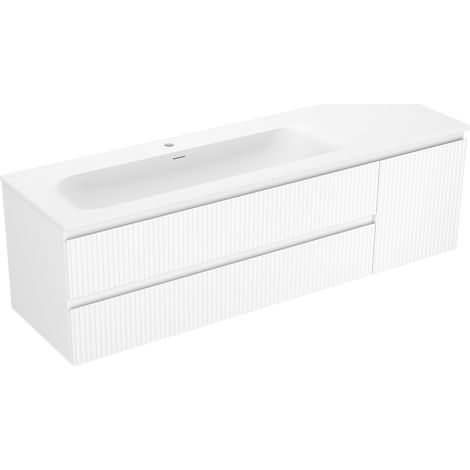 Mexen Rivel armario de ba帽o 160 cm con lavabo Vela izquierdo, 2S, 1D, acanalado, blanco mate - 91A23-16047-3-BBFFF01-W23L01 (1/5)