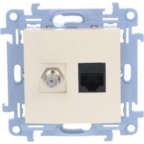 Simon 10 Antenne + Computerbuchse Typ F + RJ45 Kat. 5e creme CASFRJ455.01/41