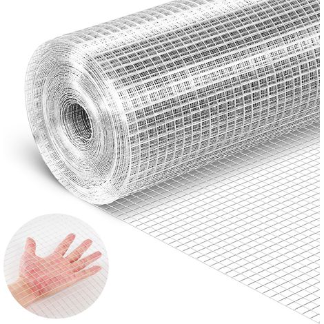 VEVOR Grillage Galvanise Maille Carree 12,7 mm, Grillage Soude en Rouleau 1 x 20 m Diametre de Fil Metallique 0,80 mm pour Cloture de Jardin, Enclos a Poules, Cages a Lapin, Protection de Plantes (1/5)