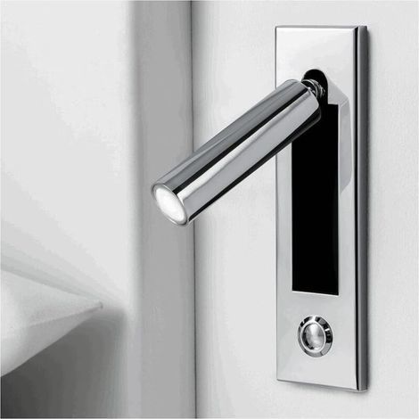 LED-Schlafzimmerlampe – Ideal für Zuhause und Hotels, 360° drehbar, 92° schwenkbar, runder Kopf, Chromoberfläche, warmes Licht (1/5)