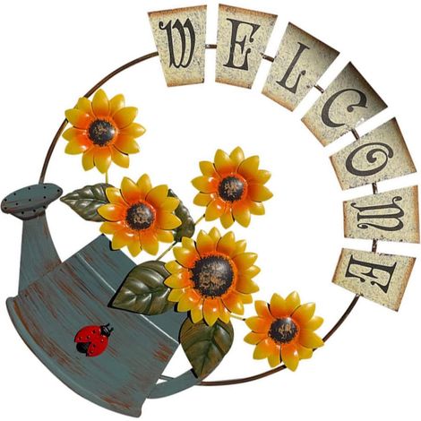 Welcome Hanging Plaque Iron Decoration Sturdy Door Sign for