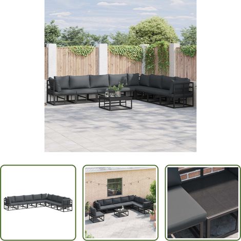 Gartenmöbel - Gartensofa-set mit Kissen 8 pcs Schwarz Aluminium (1/5)