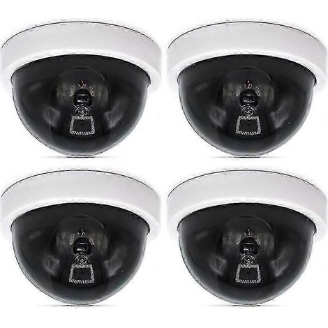 Lot de 4 fausses caméras de sécurité dôme réalistes avec lumière LED rouge clignotante fausses caméras de surveillance pour intérieur et extérieur (1/5)