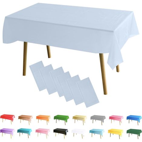 Tischdecke 6er Set abwaschbar 137x274 cm PEVA pastellblau wasserdicht