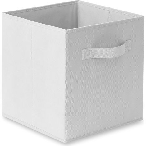 Boîte de rangement blanc pliable, boîte de rangement de bureau, cube de rangement, 27 x 27 x 28 cm, pour armoire murale (1/5)