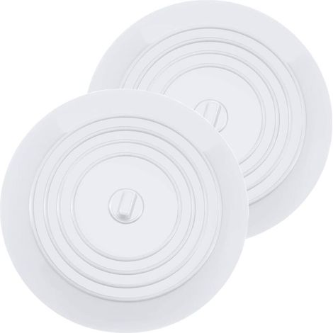 Tappo per vasca da bagno, tappo per lavandino in silicone, diametro 15,2 cm, per cucine, bagni e scarichi della lavanderia (2 pezzi, bianco) - Crezuo