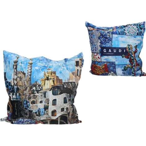 Carmani, ein Kissen mit Füllung und Reißverschluss – ein Motiv, das von den Gemälden von A. Gaudí inspiriert ist. (1/3)