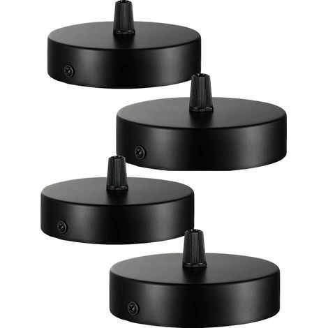 4 Pack Ceiling Canopy 100 x 20mm, Metal Junction Box, 1 Hole Round Lampshade, Ceiling Rose, Matte Black, Suitable for All Lamps (1/5)
