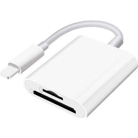 SD-Kartenleser für iPhone, iPad und Kamera, Dual-Slot-SD-kompatibler Speicherkartenleser (1/5)